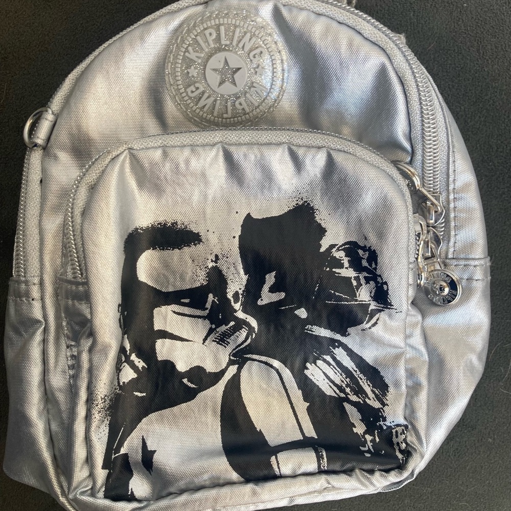 Mini Kipling Silver Sand Storm Trooper Darth Vader backpack